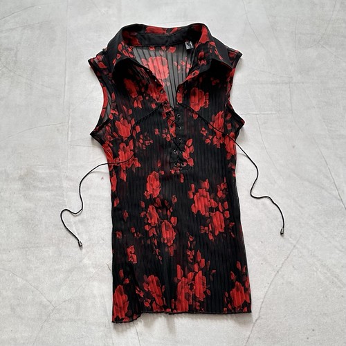 Pleats roses floral drawstring - floral,